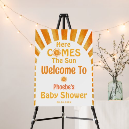 Here Comes The Sun Boho Retro Baby Shower Welcome Foam Board