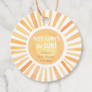 Here comes the sun boho sunshine baby shower favor tags
