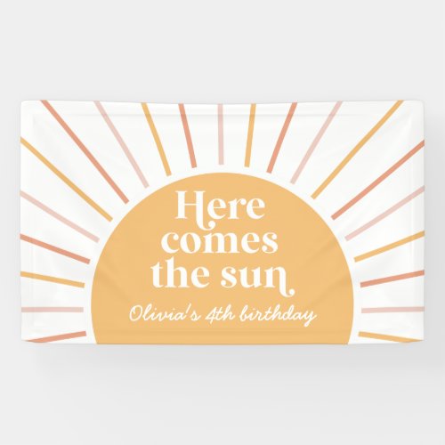 Here Comes the Sun Boho Sunshine birthday Banner
