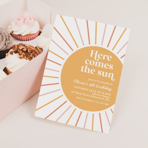 Here Comes the Sun Boho Sunshine birthday Invitation