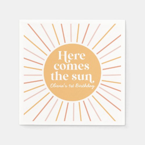 Here Comes the Sun Boho Sunshine birthday Napkins