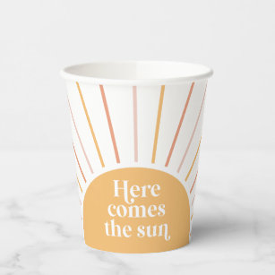 Here Comes the Sun Boho Sunshine birthday Paper Cu Paper Cups