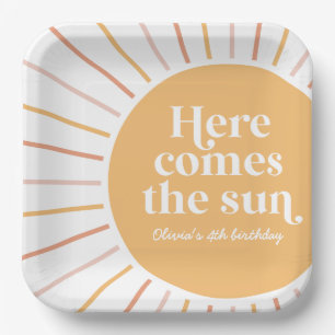 Here Comes the Sun Boho Sunshine birthday Paper Plates