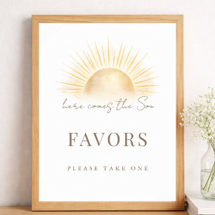 Here Comes The Sun Boy Baby Shower Favors Sign