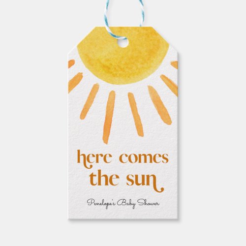 Here Comes the Sun Boy Baby Shower Gift Tags