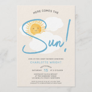 Here Comes The Sun Boy Baby Shower Invitation