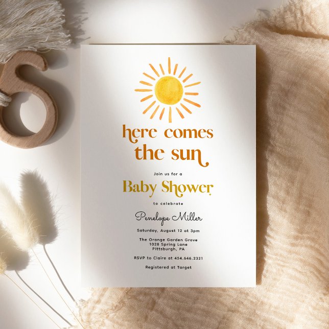 Here Comes the Sun Boy Baby Shower Invitation (Creator Uploaded)