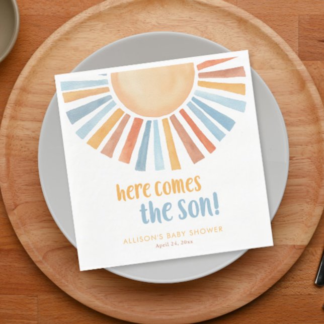 Here comes the sun boy baby shower napkins (Creator Uploaded)