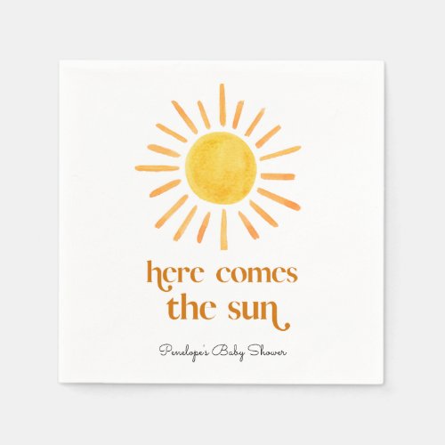 Here Comes the Sun Boy Baby Shower Napkins