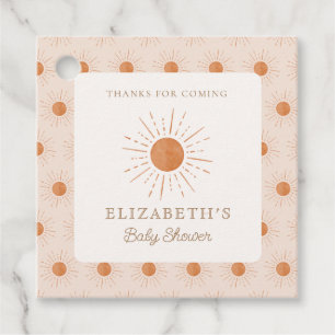 Here comes the sun Burnt Orange Sun Baby Shower Favor Tags