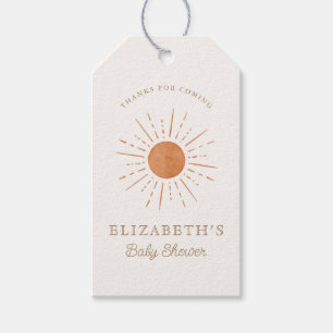Here comes the sun Burnt Orange Sun Baby Shower Gift Tags