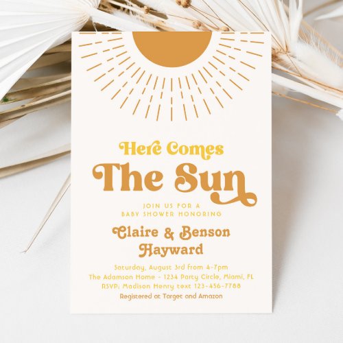 Here Comes the Sun Co_Ed Baby Shower Invitation
