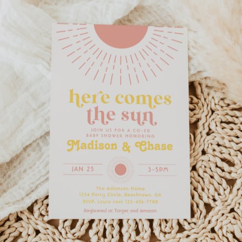 Here Comes the Sun Co_Ed Baby Shower Invitation