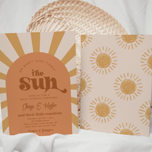 Here Comes The Sun Co_Ed Baby Shower Invitation
