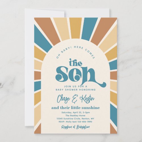 Here Comes The Sun Co_Ed Baby Shower Invitation