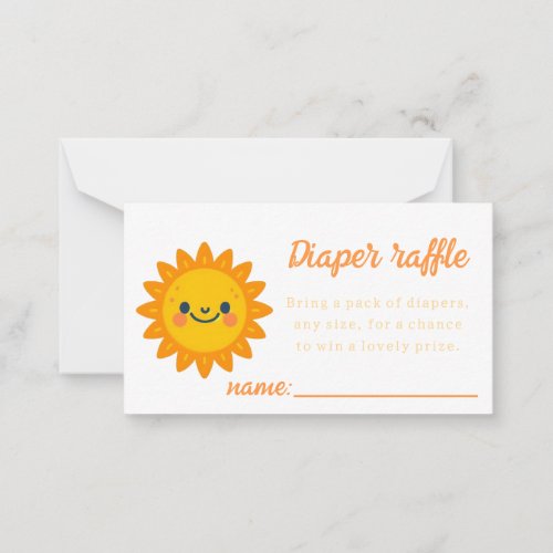 Here comes the sun diaper raffle card