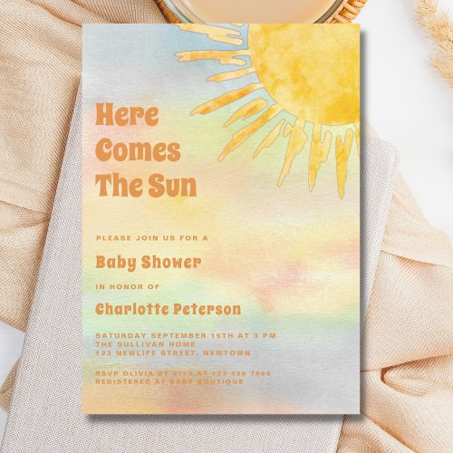 Here Comes The Sun Gender_Neutral Baby Shower Invitation