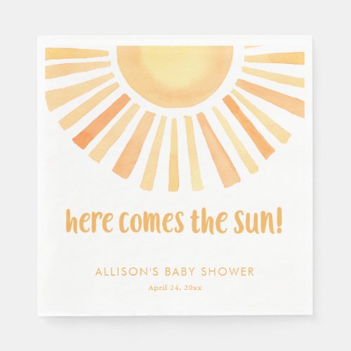 Here comes the Sun gender neutral baby shower Napkins