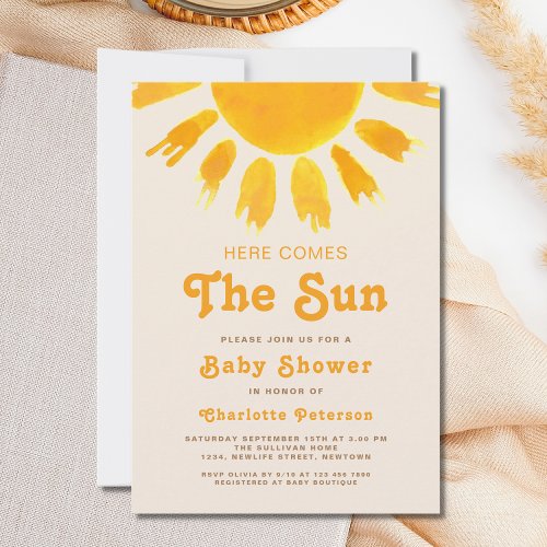 Here Comes The Sun Gender Neutral_Boho Baby Shower Invitation