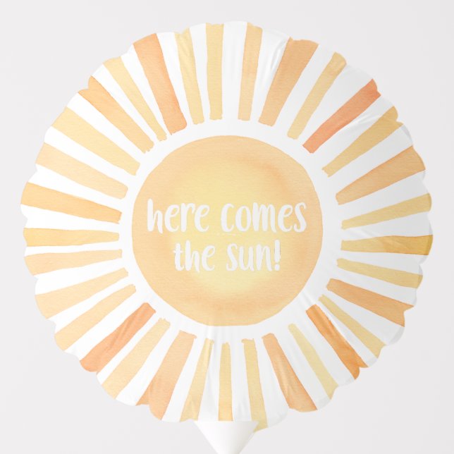 Here comes the sun gender neutral sunshine balloon (Front)