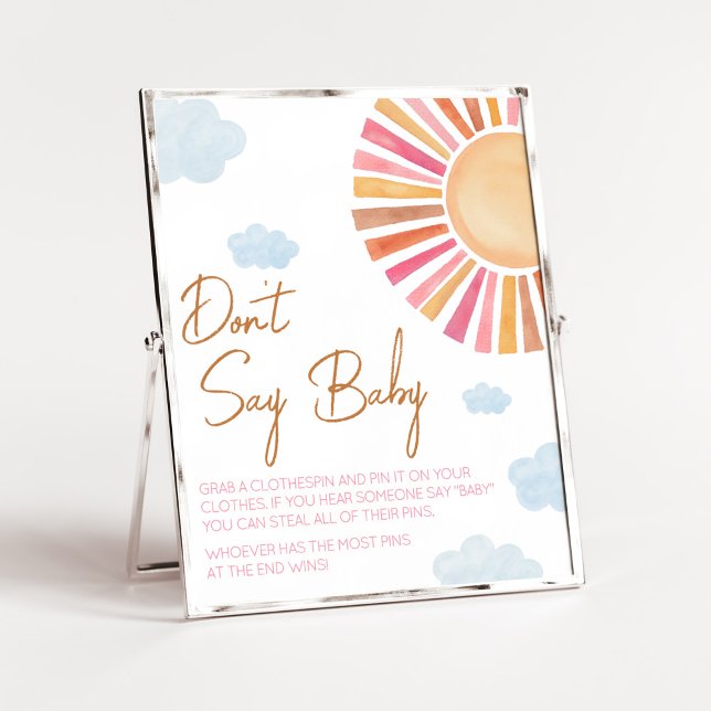 Here Comes The Sun Girl Baby Shower Don't Say Baby Poster (Sunshine Baby Shower Don't Say Baby Sign)