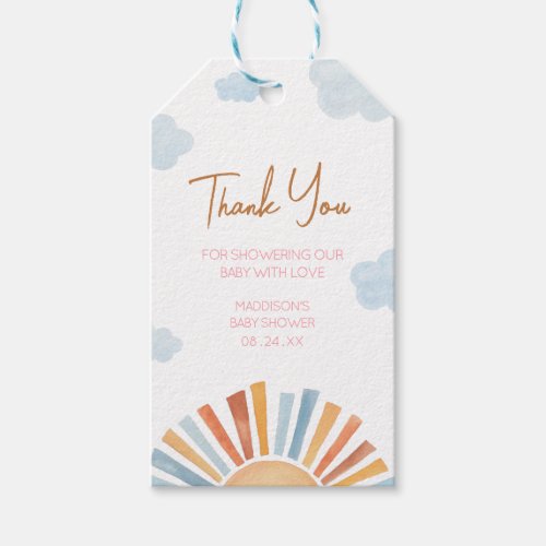 Here Comes The Sun Girl Baby Shower Favor Tags