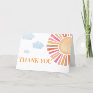 Here Comes The Sun Girl Baby Shower Letterpress Thank You Card