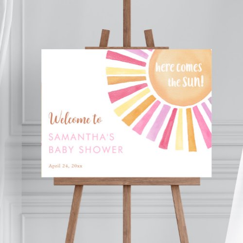 Here Comes the Sun girl baby shower welcome Foam Board