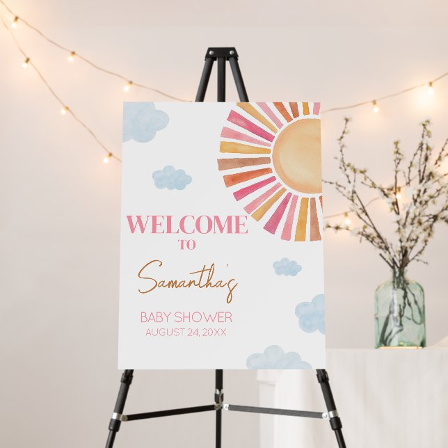 Here Comes The Sun Girl Baby Shower Welcome Sign (In Situ (Stand))