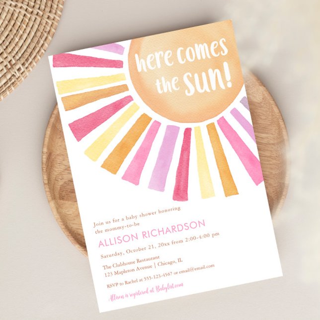 Here comes the Sun Girl Boho baby shower Invitation (Creator Uploaded)