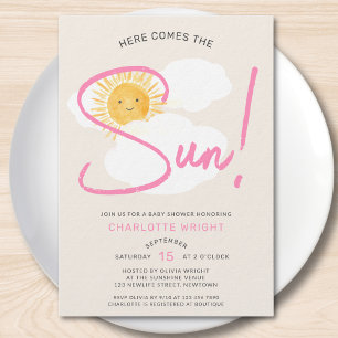 Here Comes The Sun Girl's Baby Shower Invitation