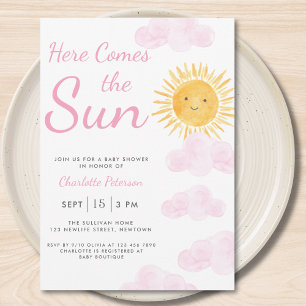 Here Comes The Sun Girl's Baby Shower Invitation