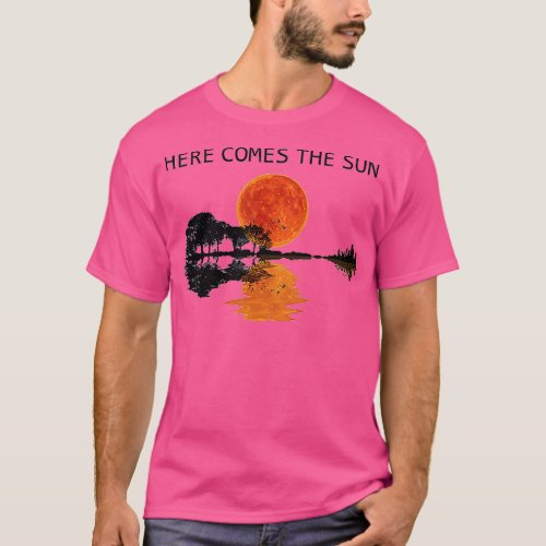 Here Comes The Sun Guitar Shadow Water Retro Sunse T_Shirt