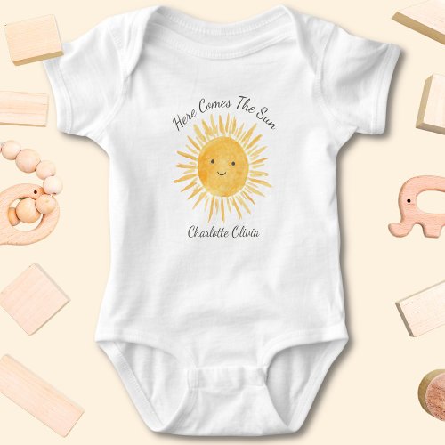 Here Comes The Sun Personalized  Baby Bodysuit
