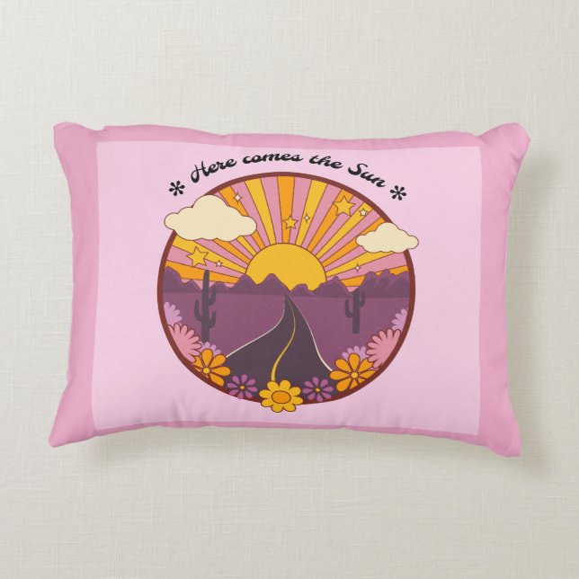 Here Comes the Sun Pillow (Pink) (Back)