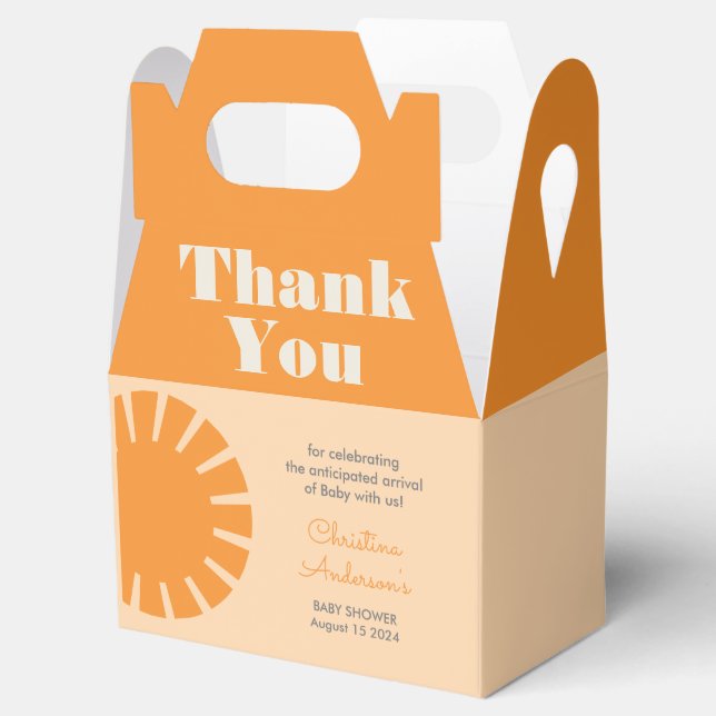 Here Comes the Sun Retro Baby Shower Favor Boxes (Opened)