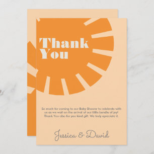Here Comes the Sun Retro Baby Shower Thank You Card