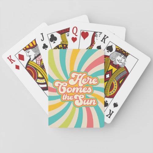 Here Comes The Sun Retro Summer Vibes Poker Cards