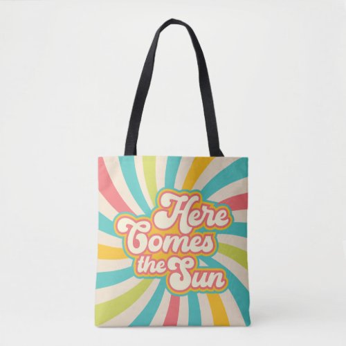 Here Comes The Sun Retro Summer Vibes Tote Bag