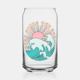 Here Comes the Sun Summer Beach Novelty Can Glass