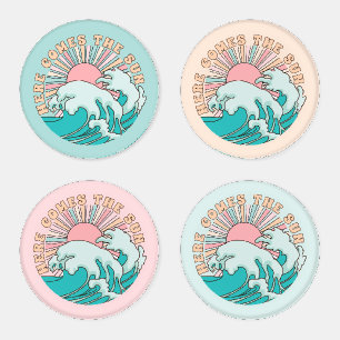 Here Comes the Sun Summer Beach Novelty Coaster Set