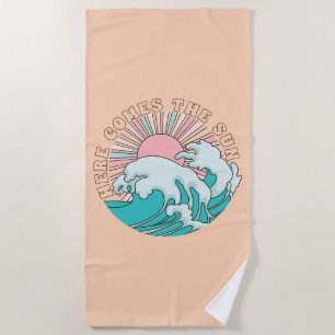 Here Comes the Sun Summer Tropical Beach Retro Towel