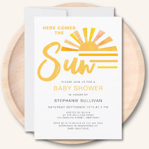 Here Comes The Sun Sunshine Baby Shower  Invitation
