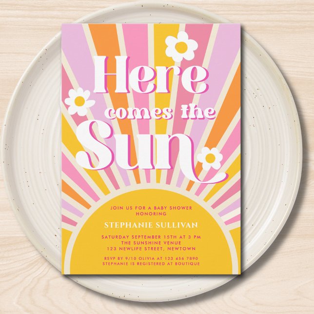 Here Comes The Sun Sunshine Girl Baby Shower Invitation (Creator Uploaded)