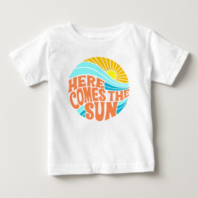 Here Comes the Sun Tee, Retro Style, Hippie Style Baby T-Shirt (Front)