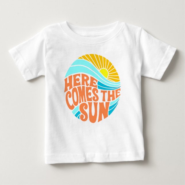 Here Comes the Sun Tee, Retro Style, Hippie Style Baby T-Shirt (Front)