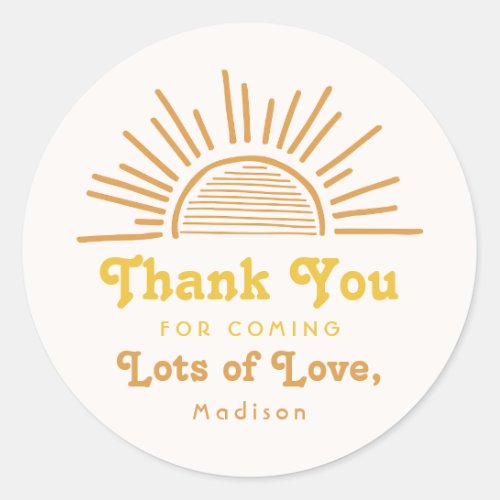 Here Comes The Sun Thank You Sticker  Sun Shower