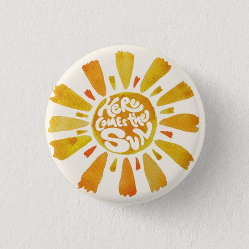 Here Comes The Sun Watercolor Baby Shower Button