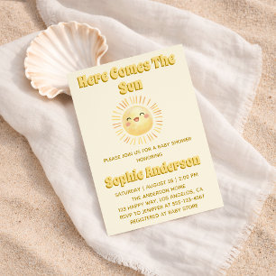 Here Comes the Sun Yellow Sunshine Baby Shower Invitation