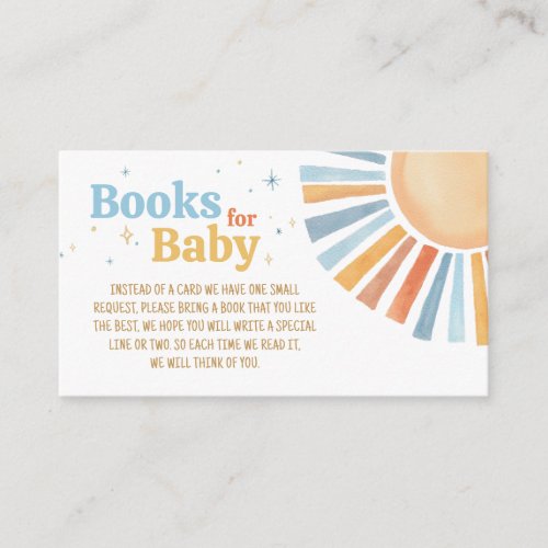 Here Comes the Sunshine Baby Shower Books for Baby Enclosure Card